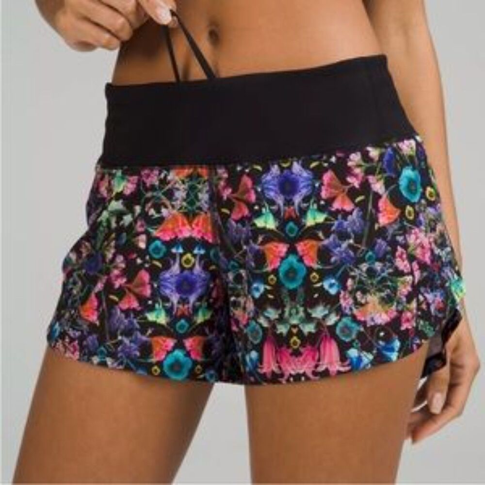 Lululemon Athletica Flowerscope Speed Up Lined High-Rise Shorts Women's Size 6 - Picture 2 of 5
